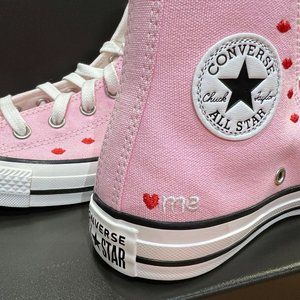 New Women's Converse CTAS Hi 'Crafted With Love" Embroidered Lips Various Size